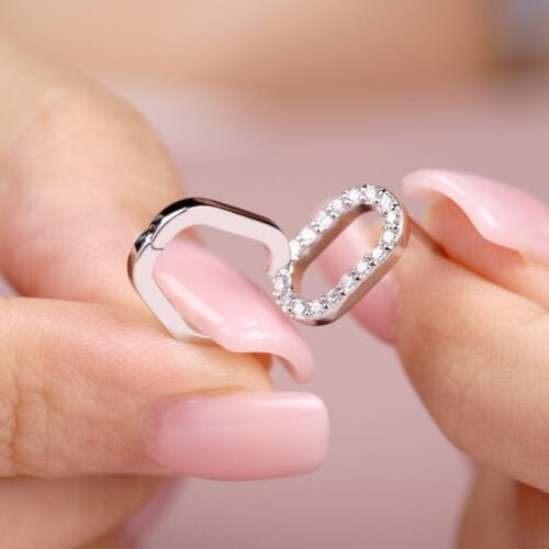 Chain Wire Earrings (Double Chains) - Diamond Earrings