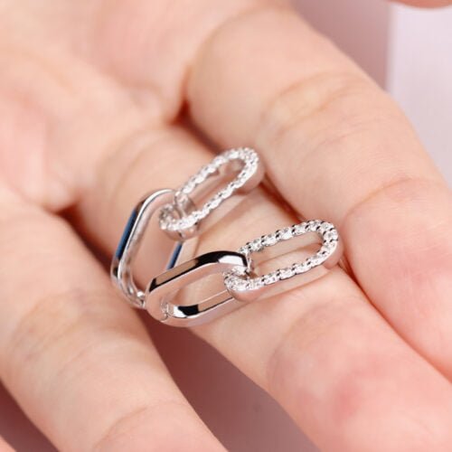 Chain Wire Earrings (Double Chains) - Diamond Earrings