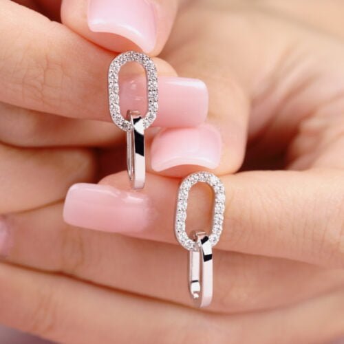 Chain Wire Earrings (Double Chains) - Diamond Earrings