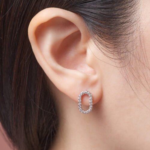 ต่างหูสายโซ่ (สายเดี่ยว) - ต่างหูเพชร