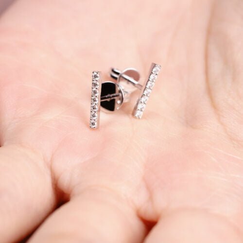 Mini Straight Wire Earrings - Diamond Earrings