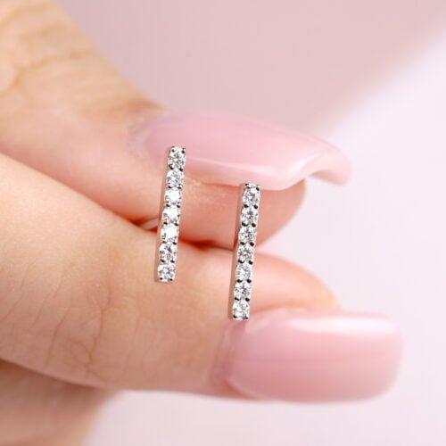 Mini Straight Wire Earrings - Diamond Earrings