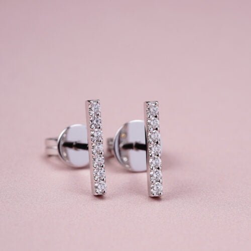 Mini Straight Wire Earrings - Diamond Earrings