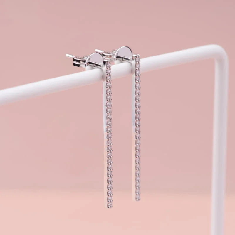 Straight Wire Earrings - Diamond Earrings