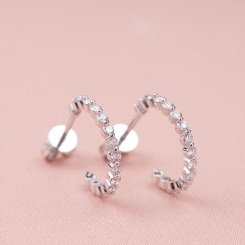 Dotted Wire Earrings - Diamond Earrings